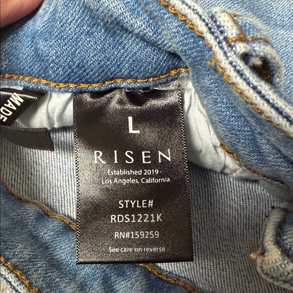 Risen Distressed Denim Mini Skirt Size Large - Picture 5 of 7